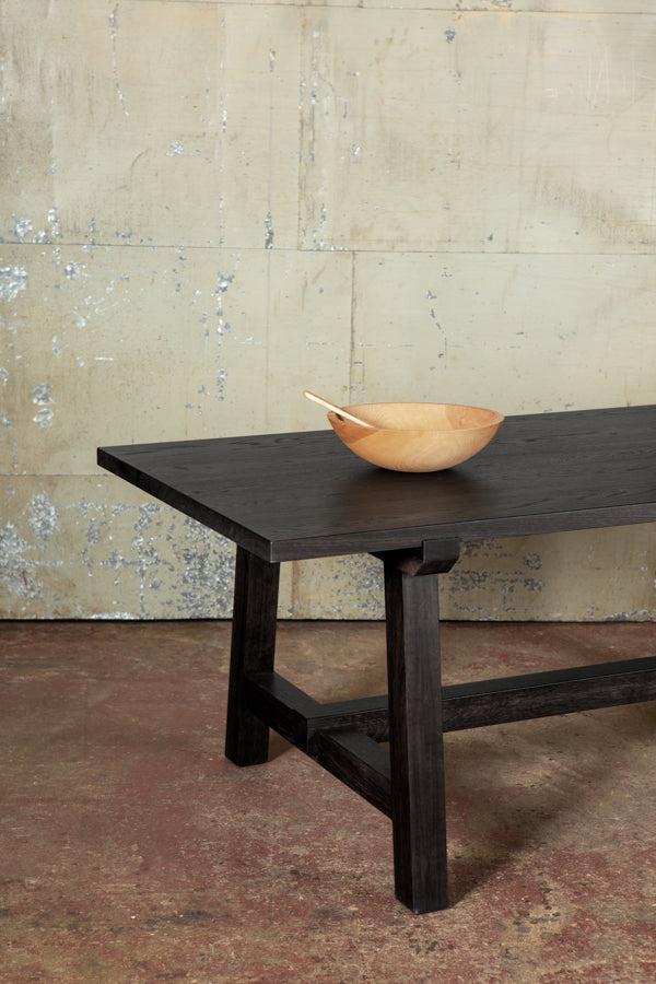 black solid wood dining table
